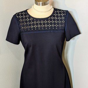 Navy Embroidered A-line Dress by Brooks Brothers